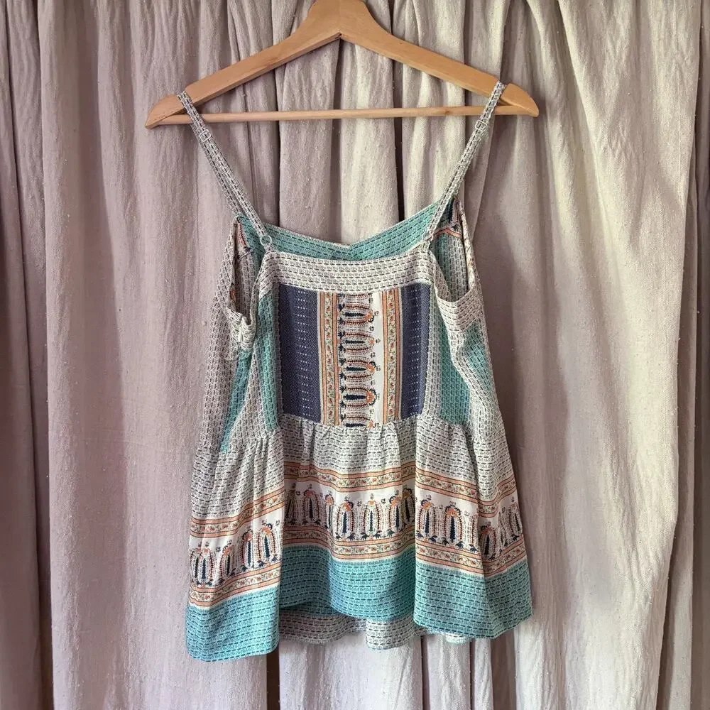 Vanessa Virginia 100% Silk Paisley Border Print Cami Tank Top 10 - Picture 3 of 7